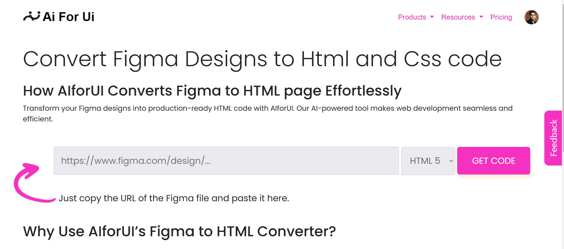 Paste Figma URL in AIforUI