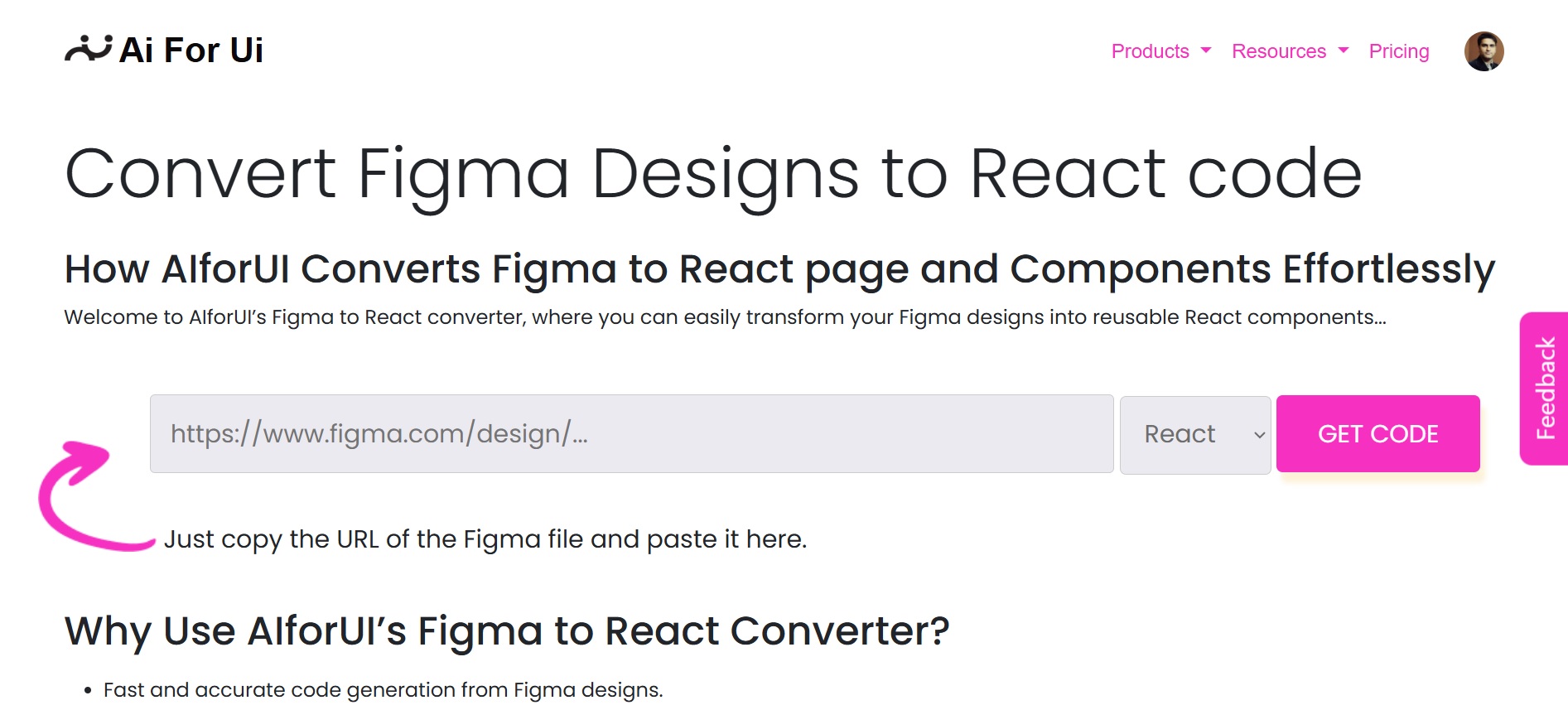 Paste Figma URL in AIforUI