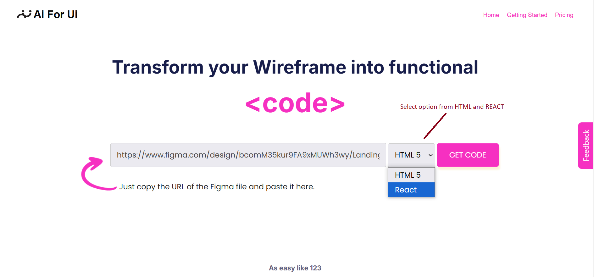 Paste Figma URL in AIforUI